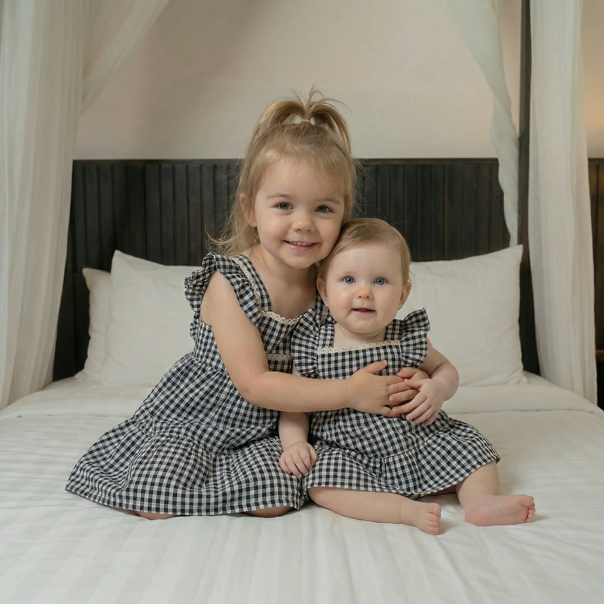 Tavisha Midnight Gingham Dress With Bloomers Set