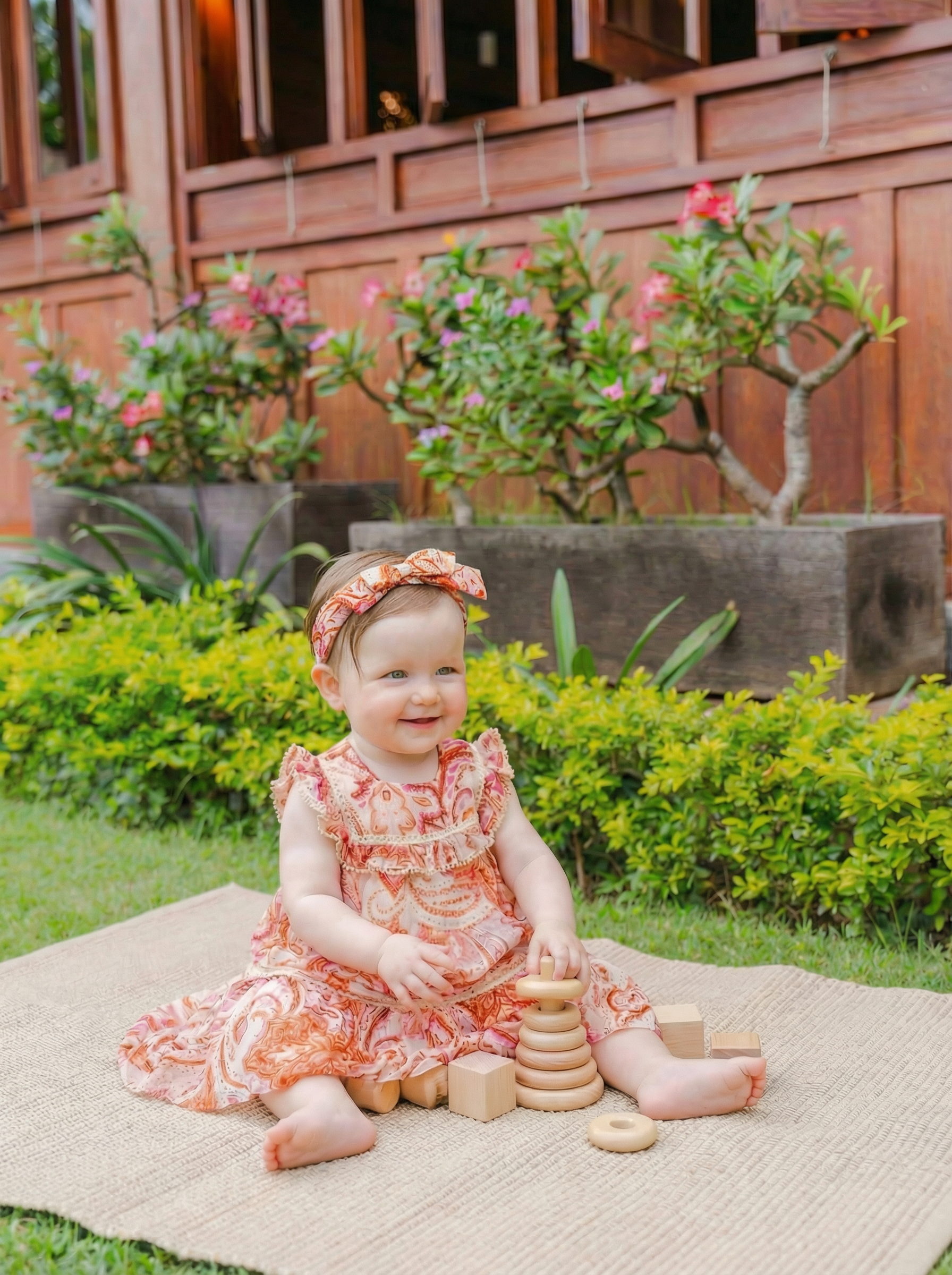 Matilda Paisly Print Baby Dress Set With Bloomers