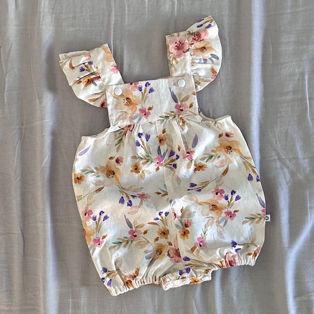 'Flowers' Ruffle Sleeve Overalls