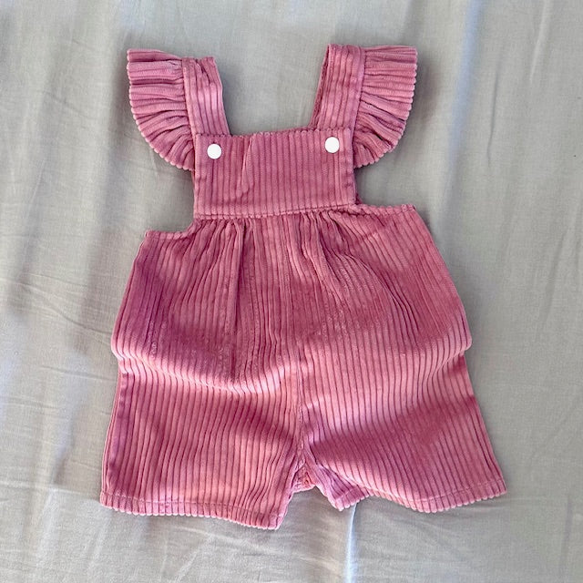 'Blush' Ruffle Corduroy Overalls