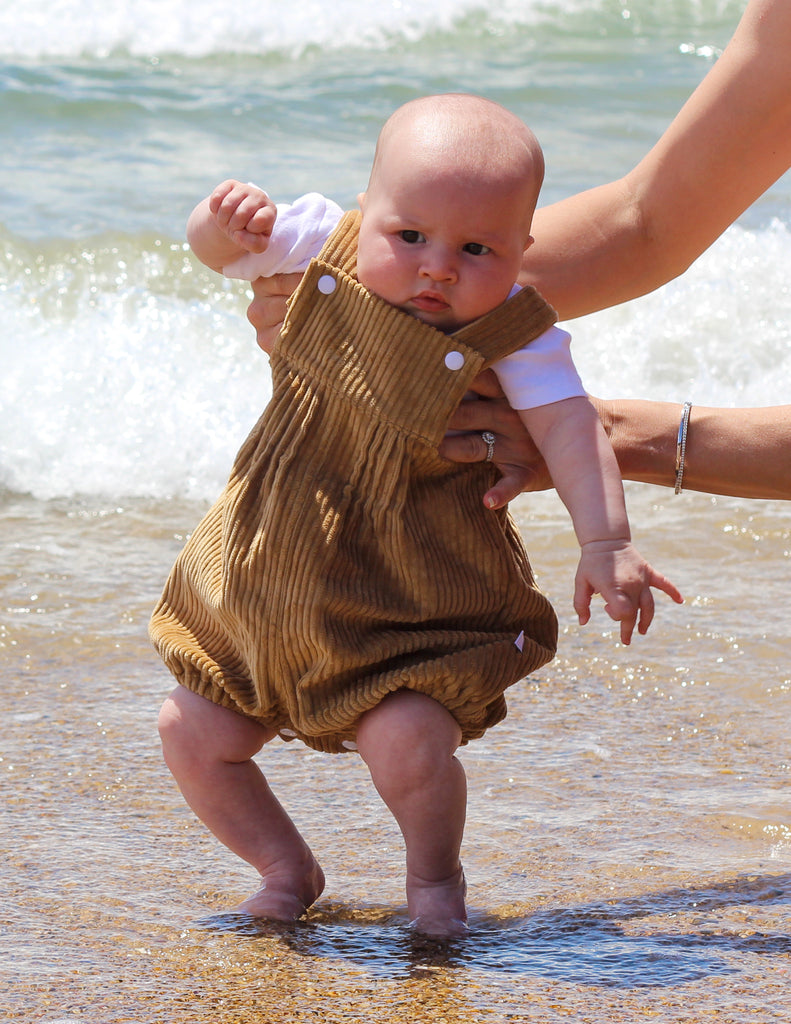 'Chestnut' Corduroy Elastic Overalls