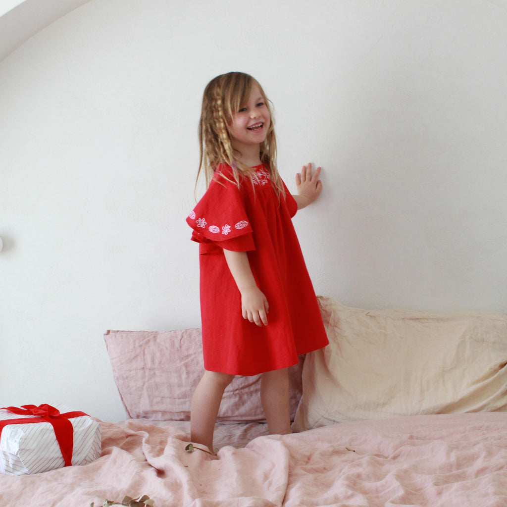 KIDS Red Embroidered Dress