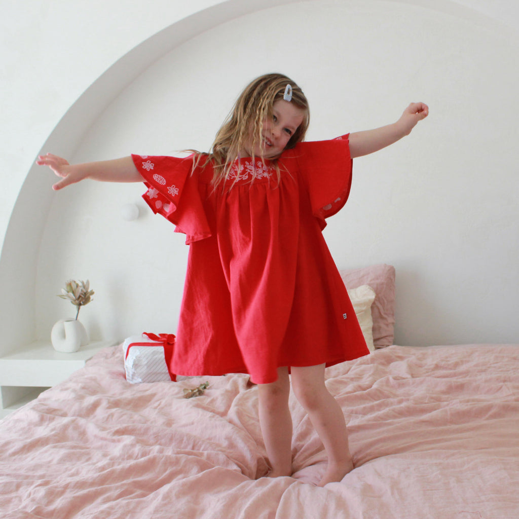 KIDS Red Embroidered Dress