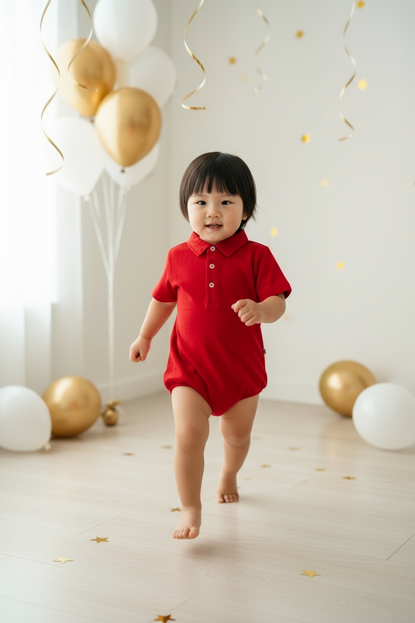 Ralphie Collar Holly Red Onesie