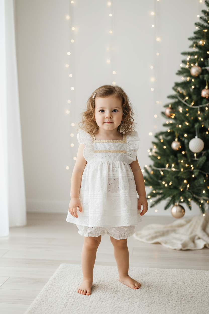 Tavisha Snowy Broderie Dress With Bloomers Set