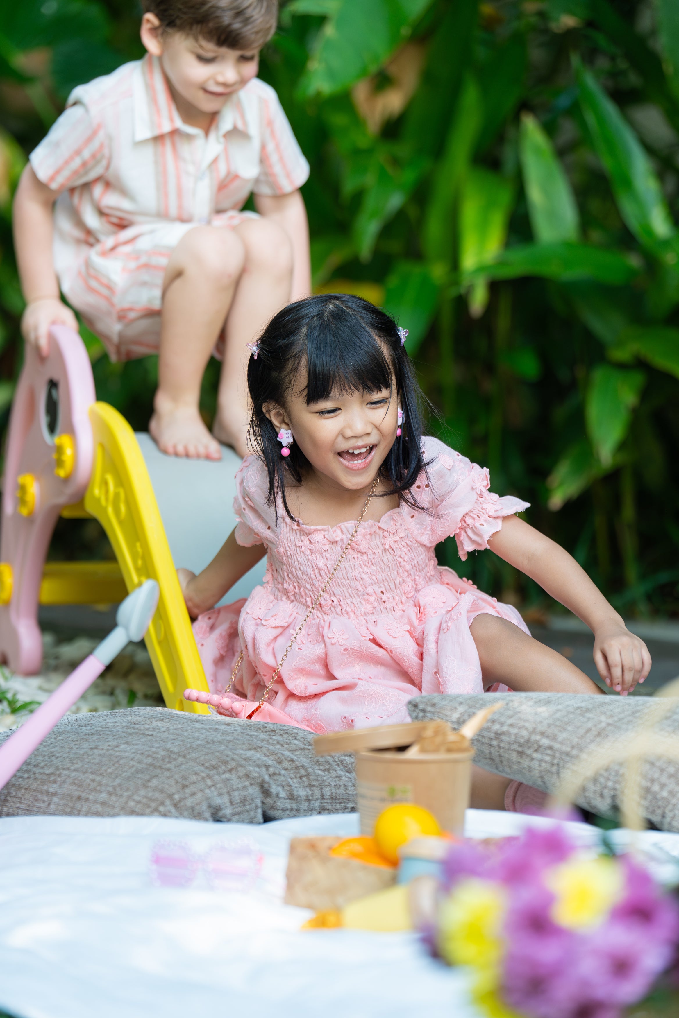 Piper Shirred Borderie Pink Dress