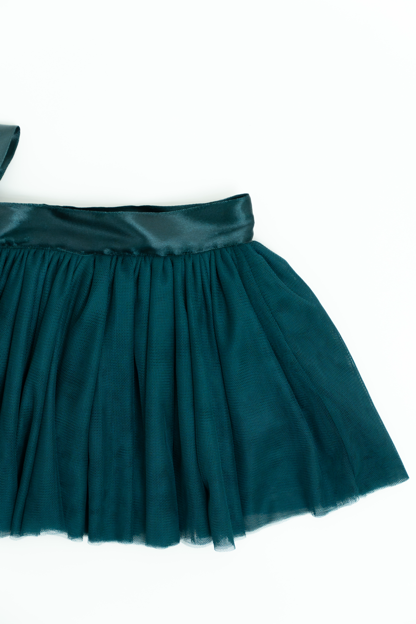 Festive Dream Evergreen Ribbon Baby Skirt