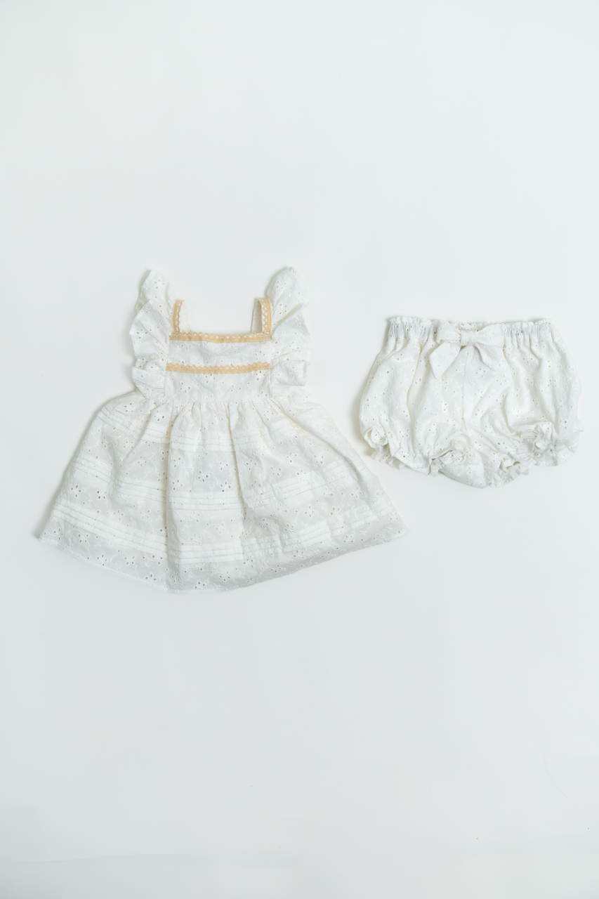 Tavisha Snowy Broderie Dress With Bloomers Set
