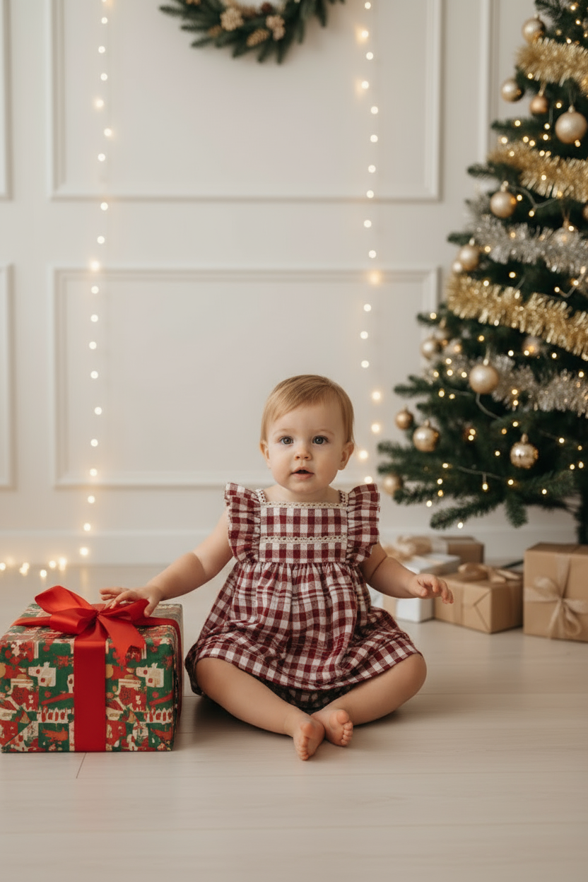 Tavisha Candy Gingham Dress With Bloomers Set