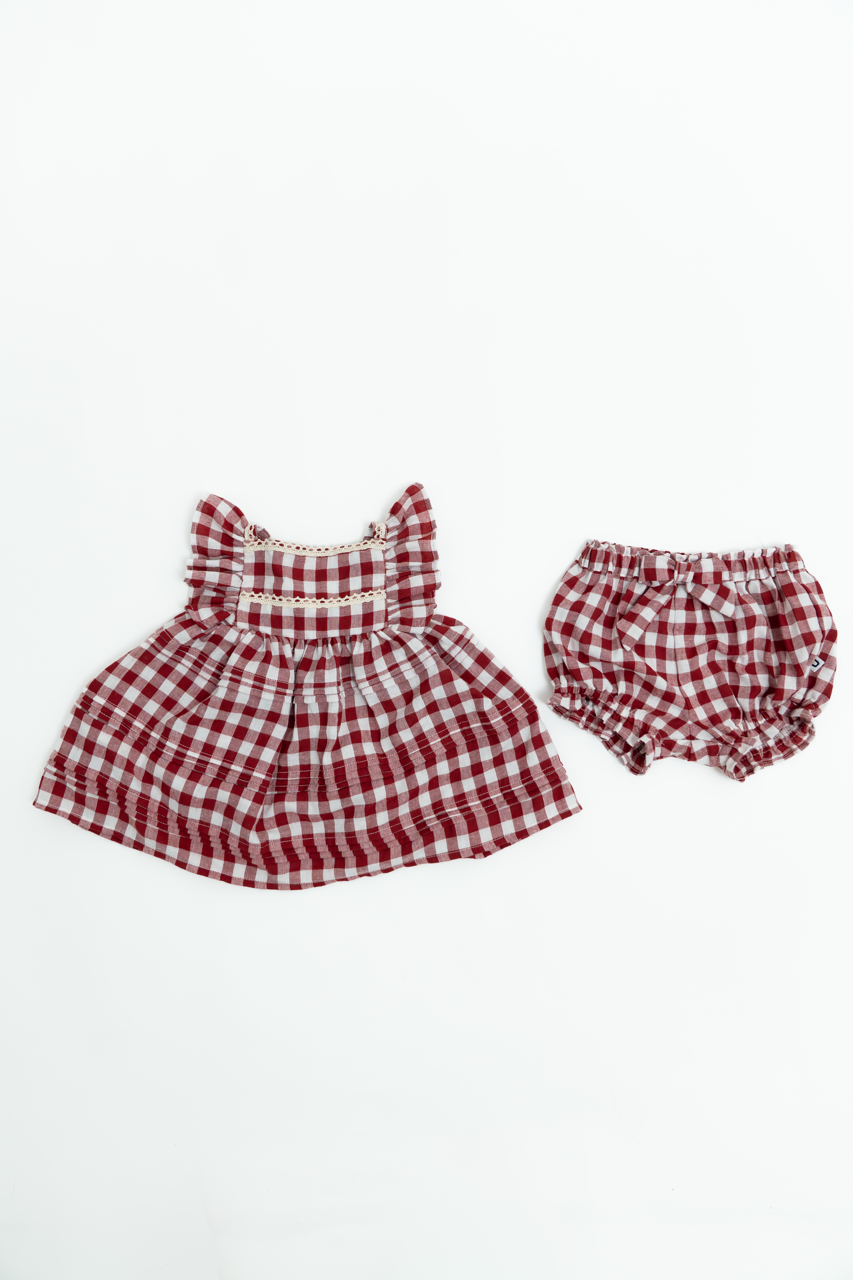 Tavisha Candy Gingham Dress With Bloomers Set