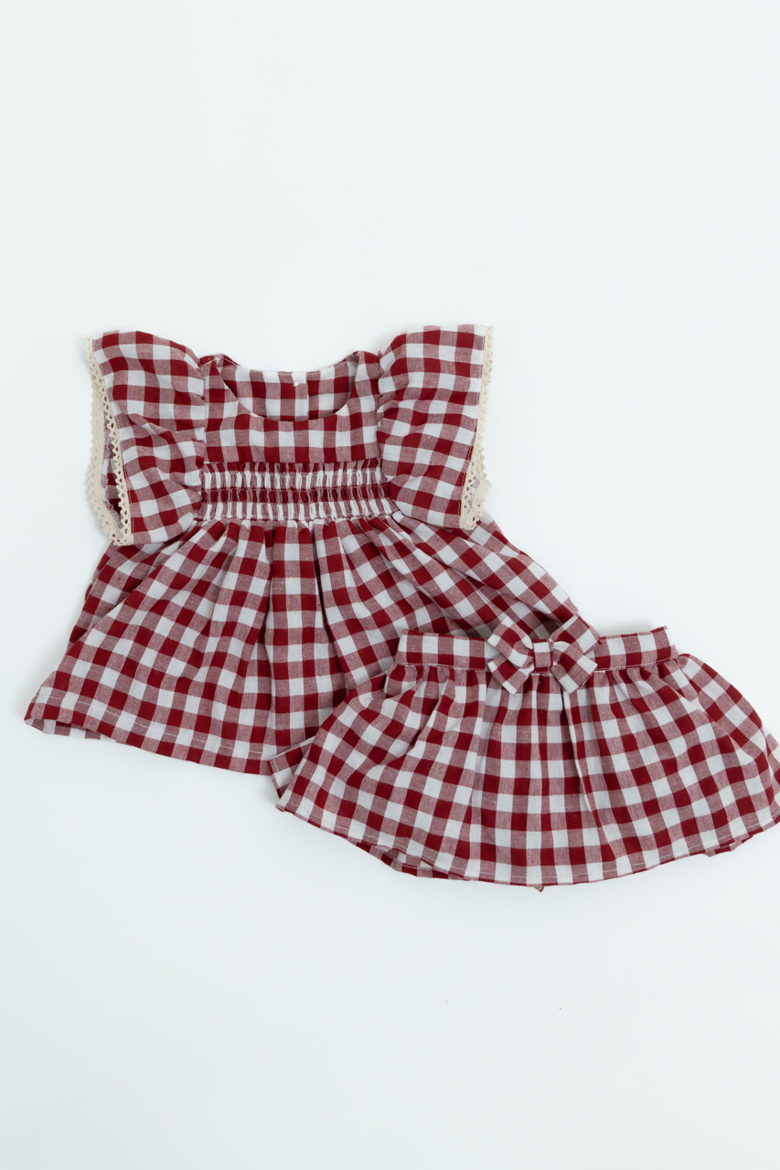 Poppy Candy Gingham Baby Set