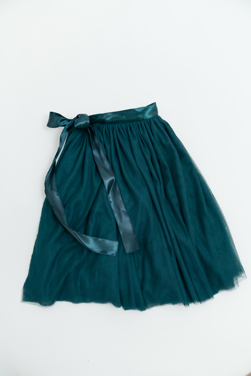 Festive Dream Evergreen Ribbon Girls Skirt