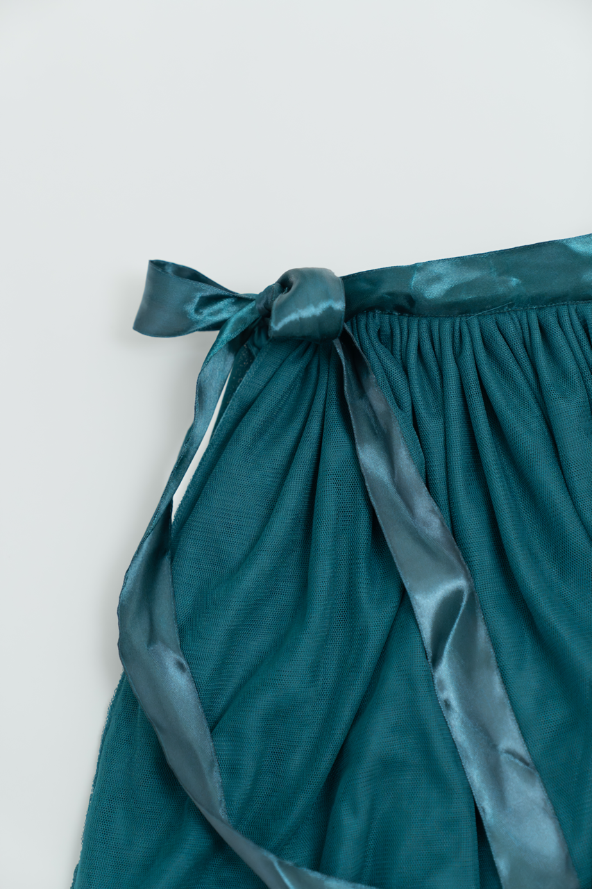 Festive Dream Evergreen Ribbon Girls Skirt