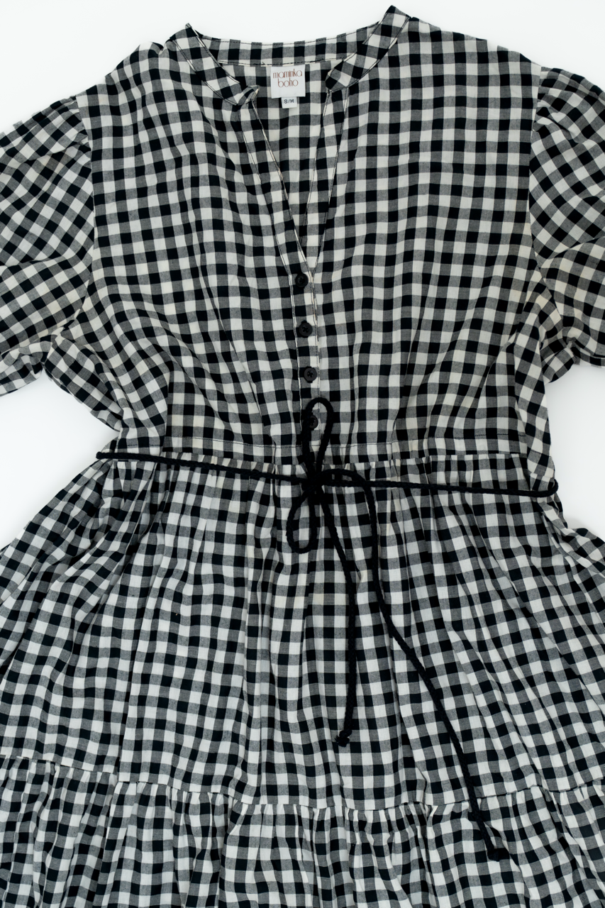 Kelsey Midnight Gingham Ladies Dress