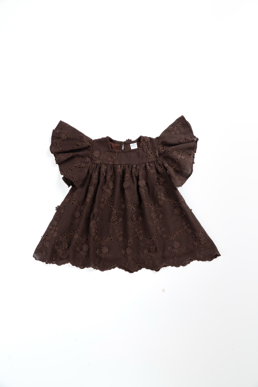 Posie Broderie Brown Dress