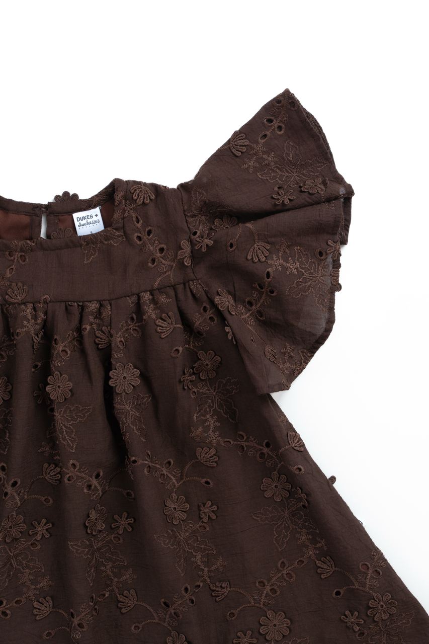 Posie Broderie Brown Dress