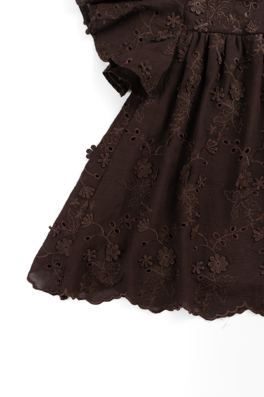 Posie Broderie Brown Dress