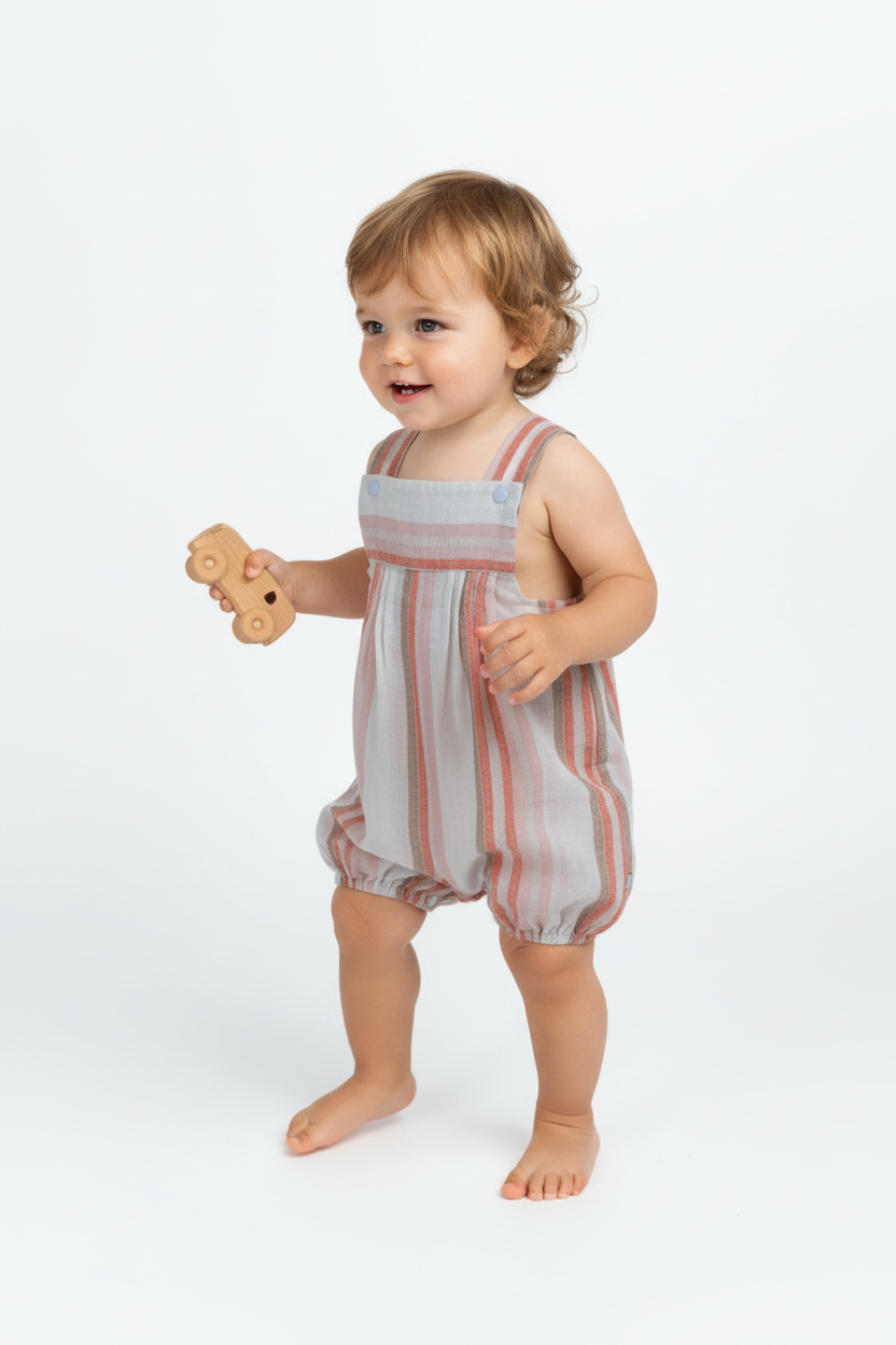 Nostalgia Unisex Pink Lines Overalls