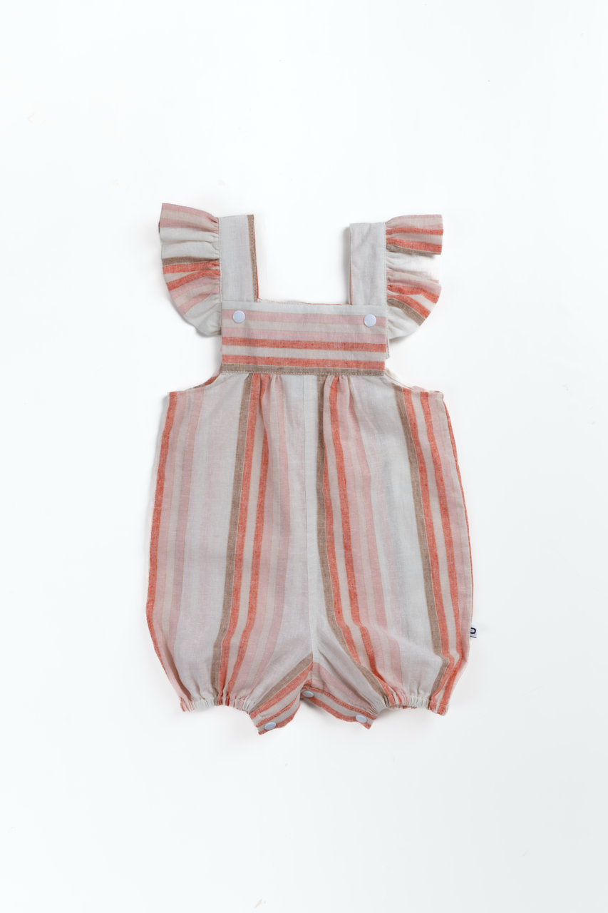 Macy Ruffle Pink Lines Overall