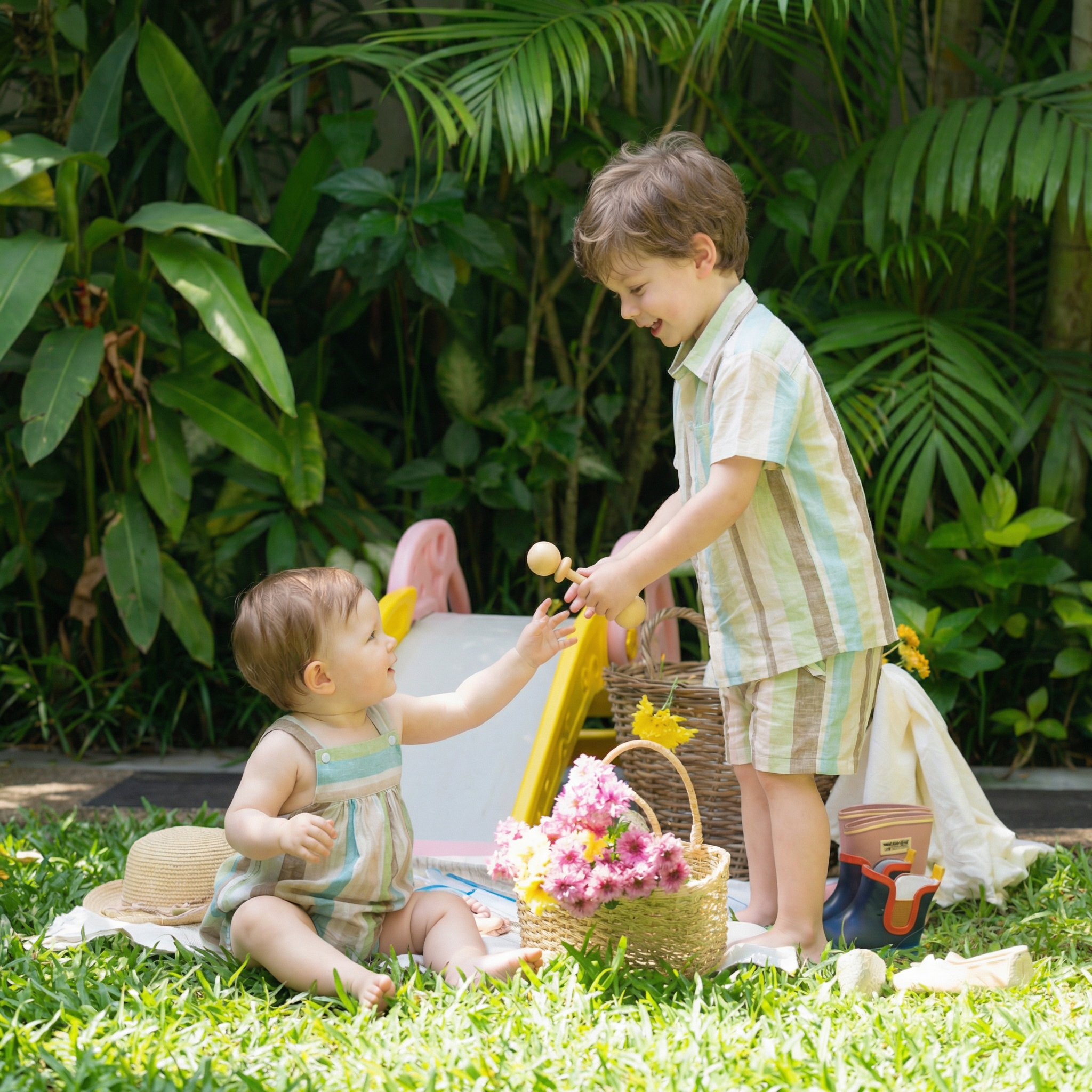 Nostalgia Unisex Green Lines Overalls