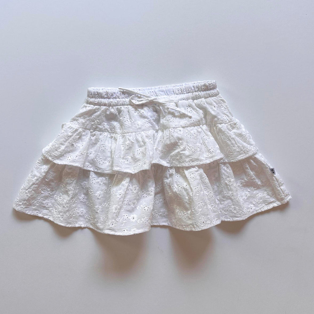 KIDS White Broderie Ruffle Skirt
