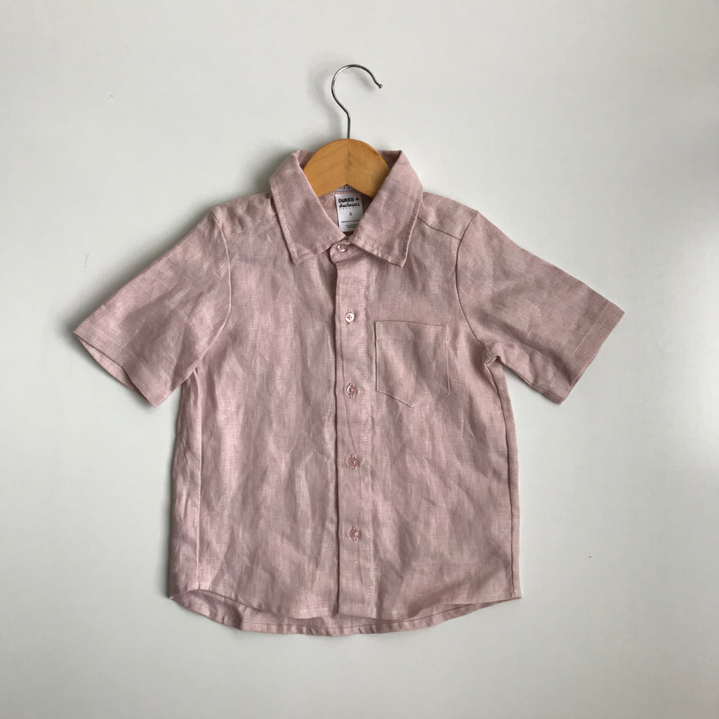 Various Sizes: 100% linen dusty pink dress shirt