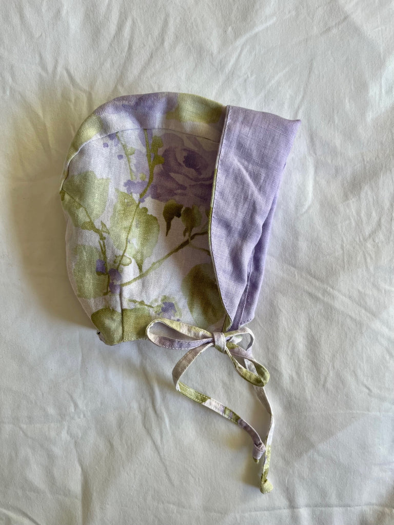 Reversible Lilac and Floral Brimmed Bonnet