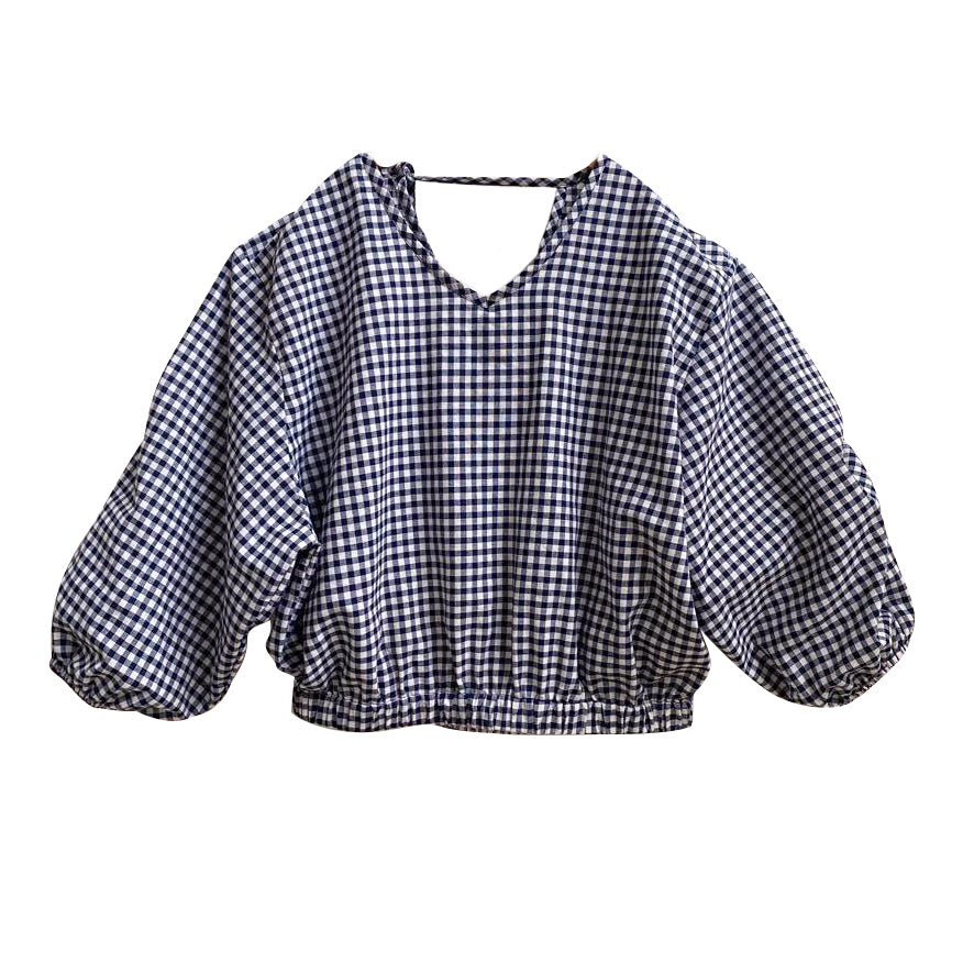 'Navy and White Gingham' Crop Top