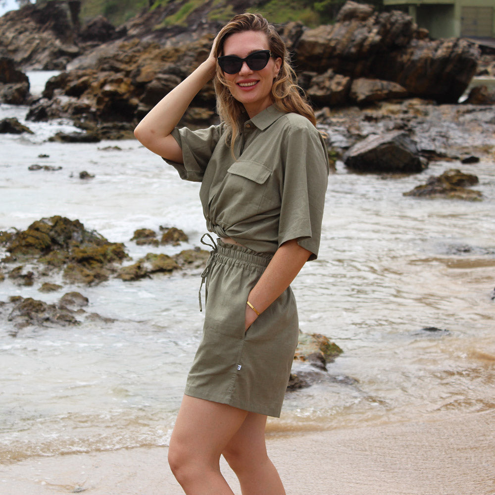 WOMENS Khaki Green Dress Shirt