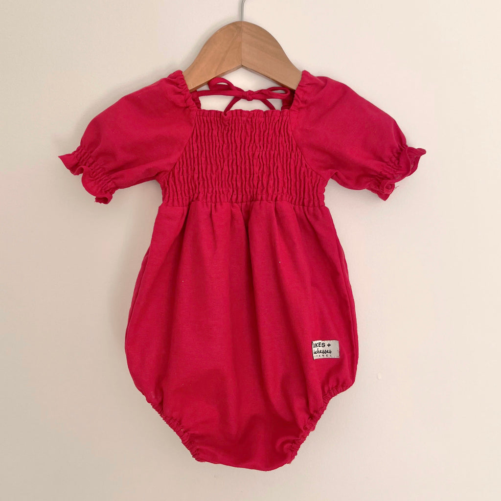 KIDS Red Shirred Playsuit